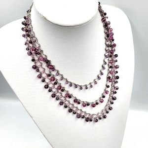 Pink, Purple & Silver Multi-Strand Necklace